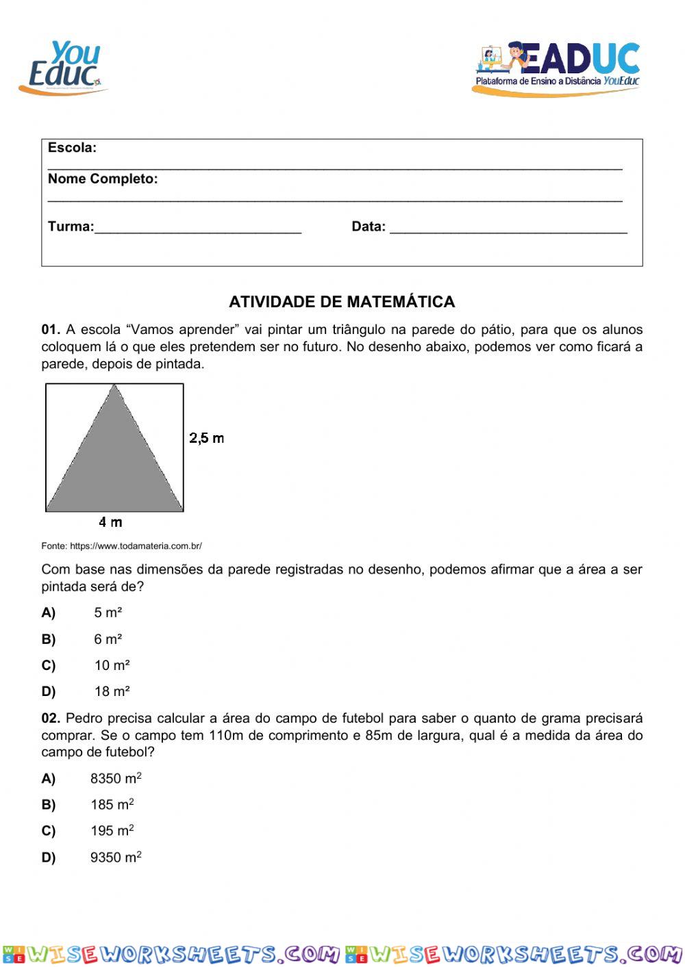 Área de figuras planas