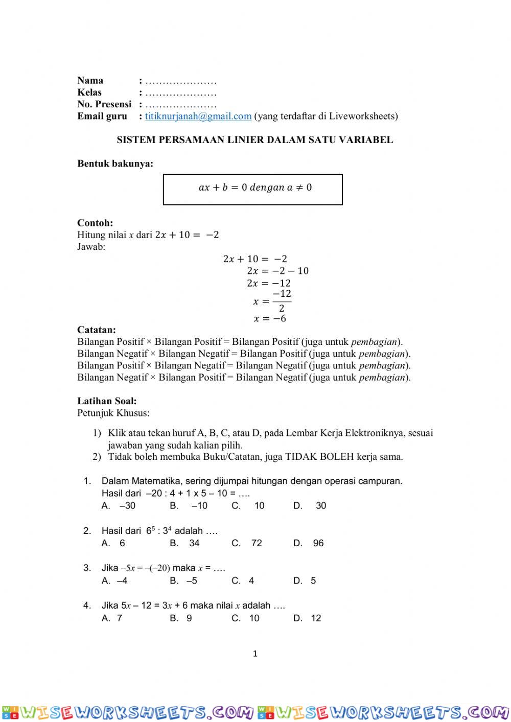 worksheet