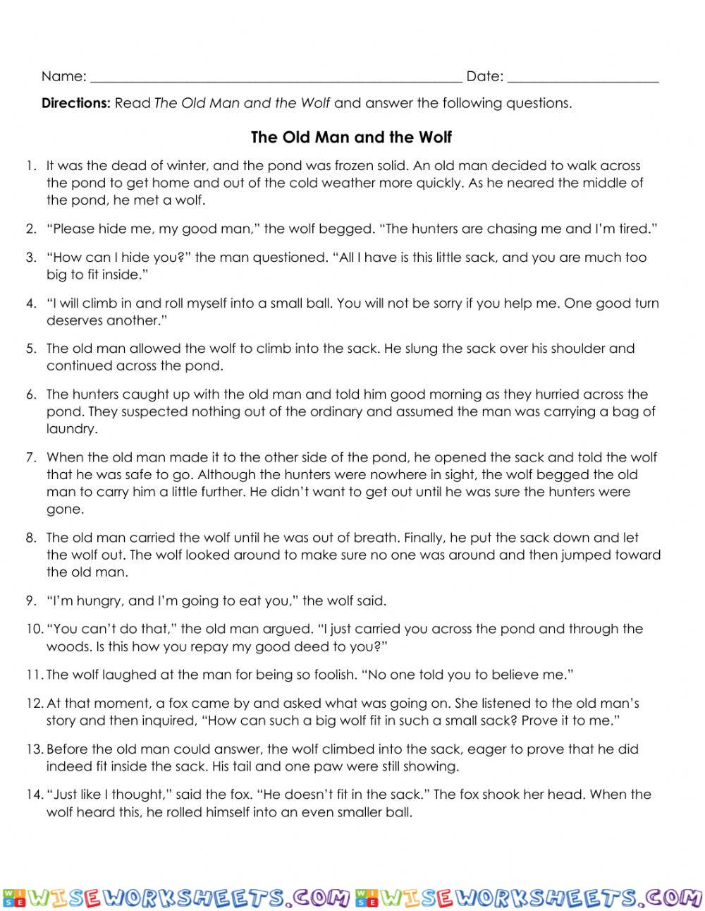 -The Old Man and the Wolf- Fiction Passage