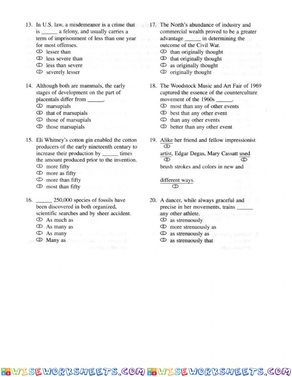 worksheet