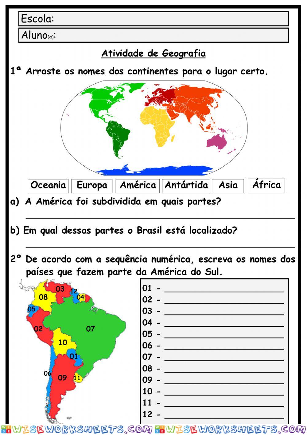 Continentes e América do Sul