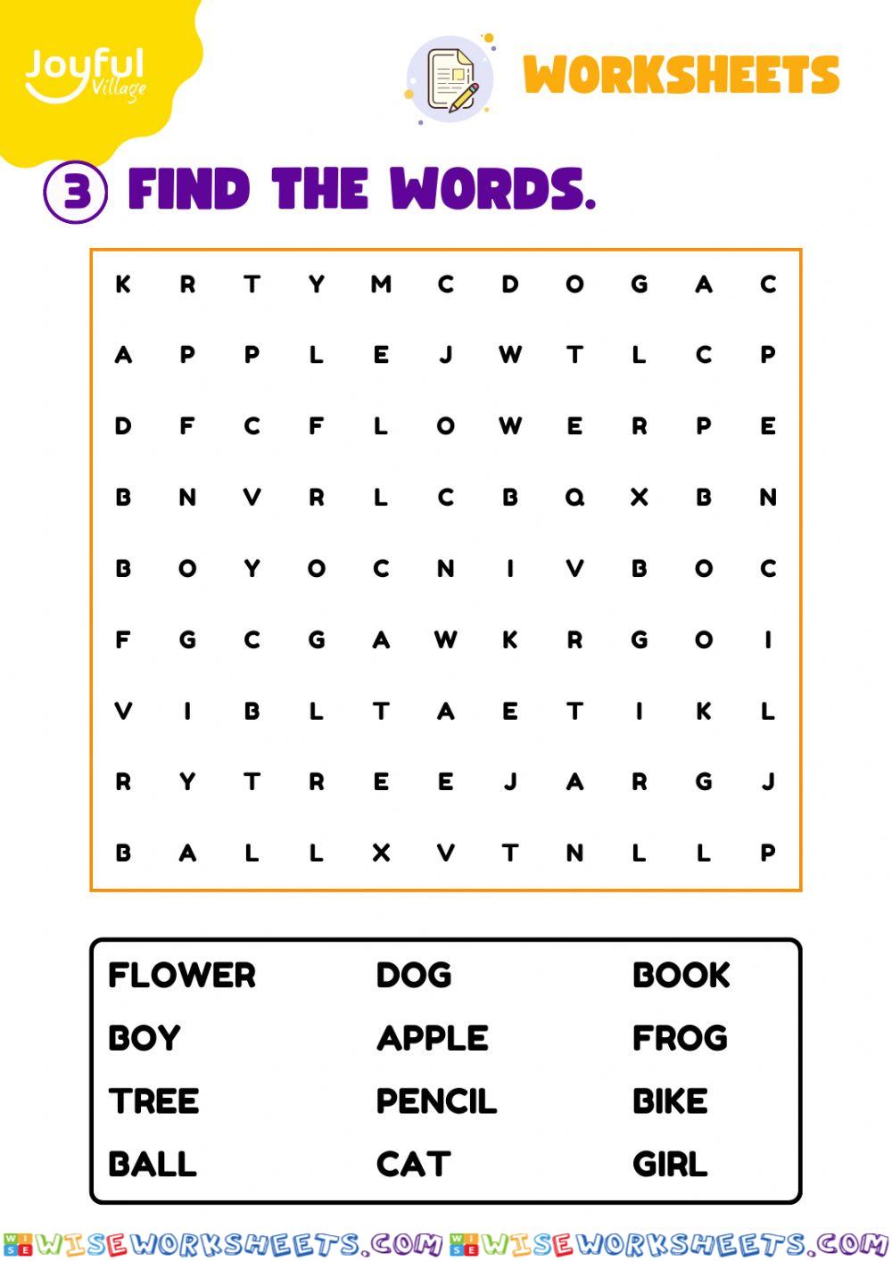 Wordsearch nouns