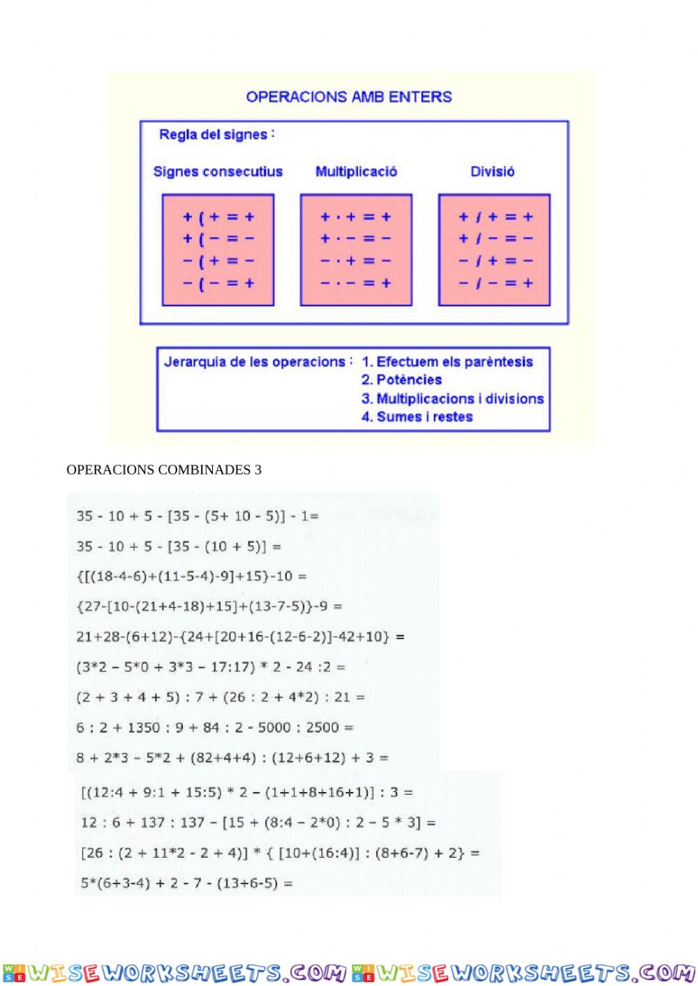 Operacions combinades