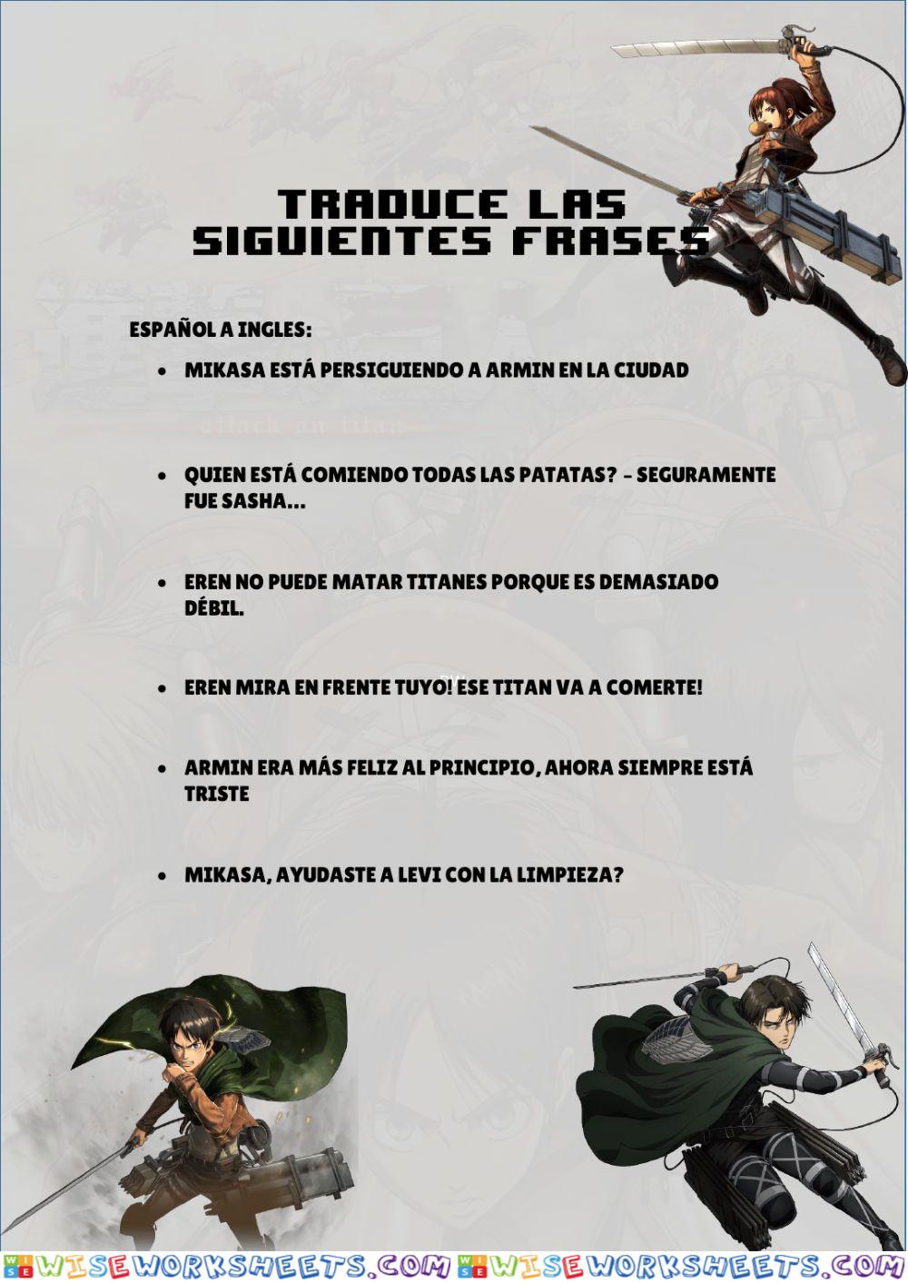 Traduccion Español inglés Frases ATTACK ON TITAN