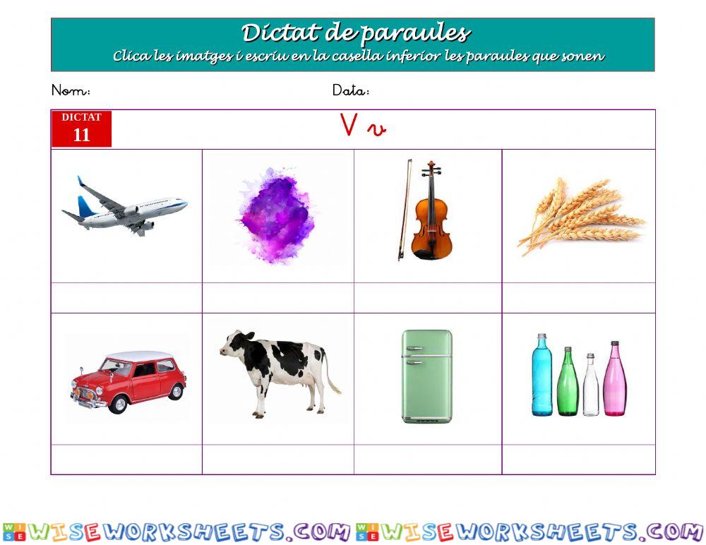 Dictat de paraules 11- La lletra V