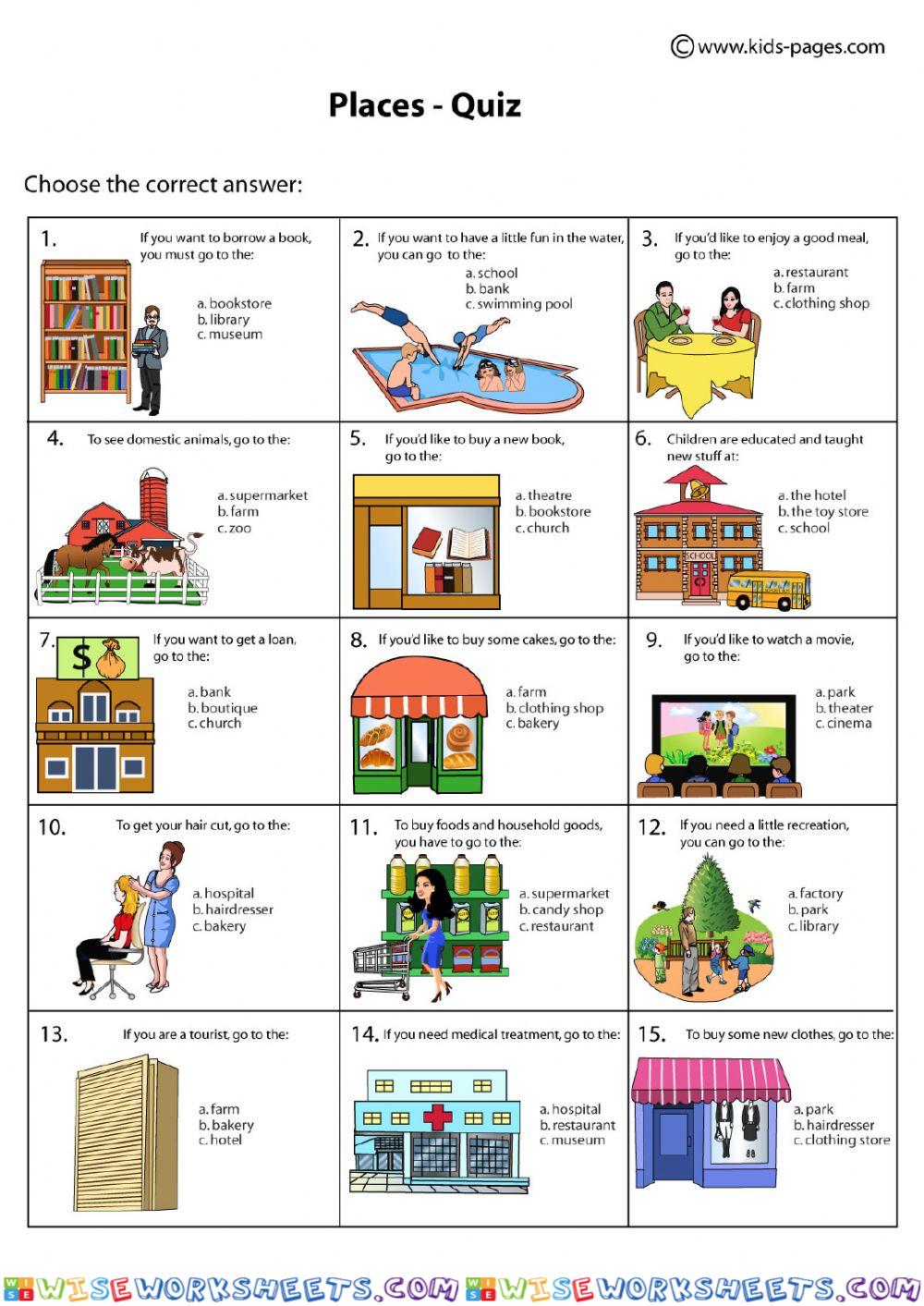 Places - multiple choice