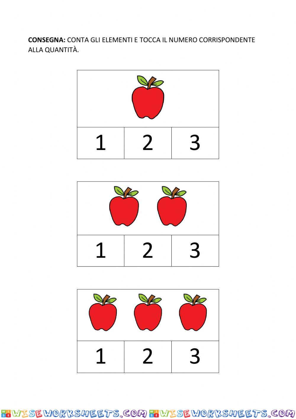 Associazione numero-quantita' entro il numero 10