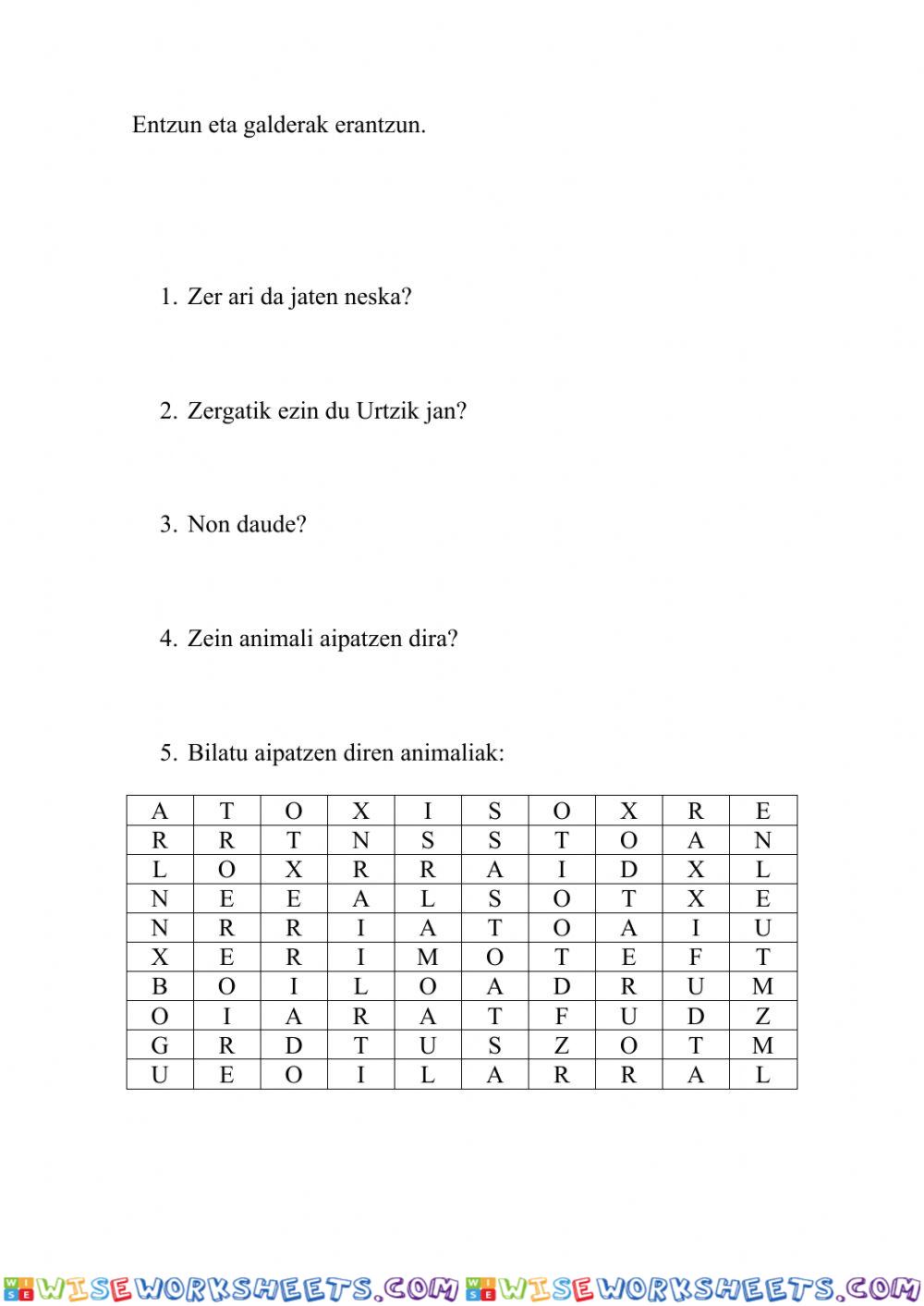 worksheet