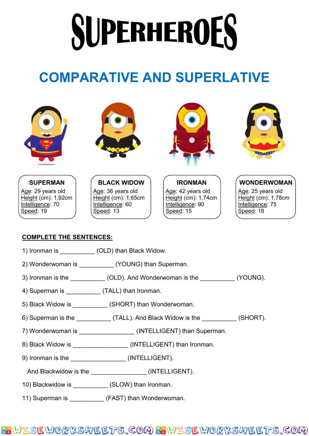 Superheroes - Comparative and Superlative