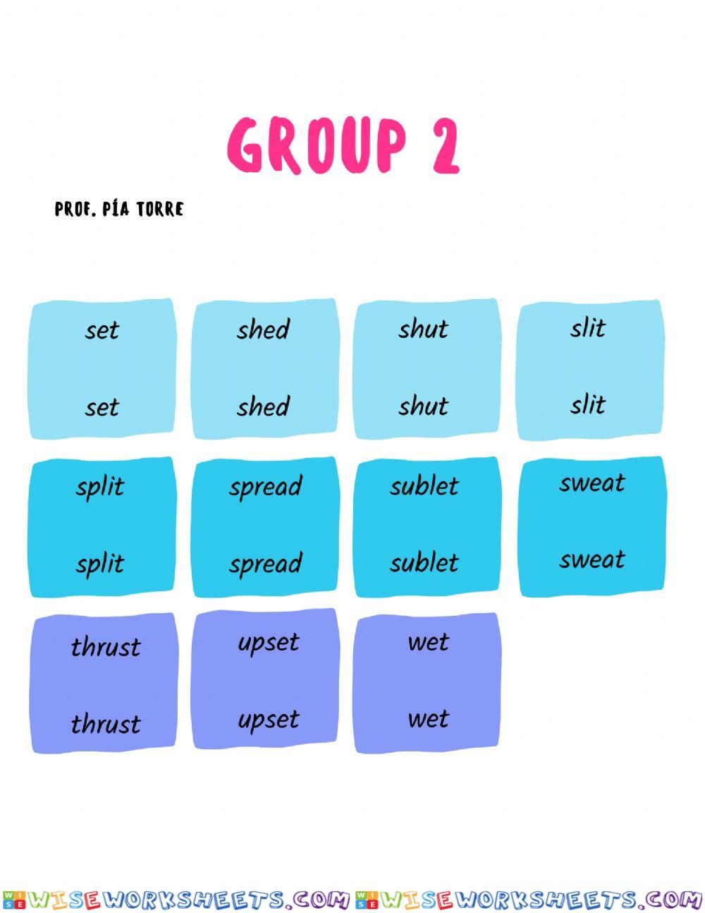 Group 2 Irregular verbs - Past and Past participle