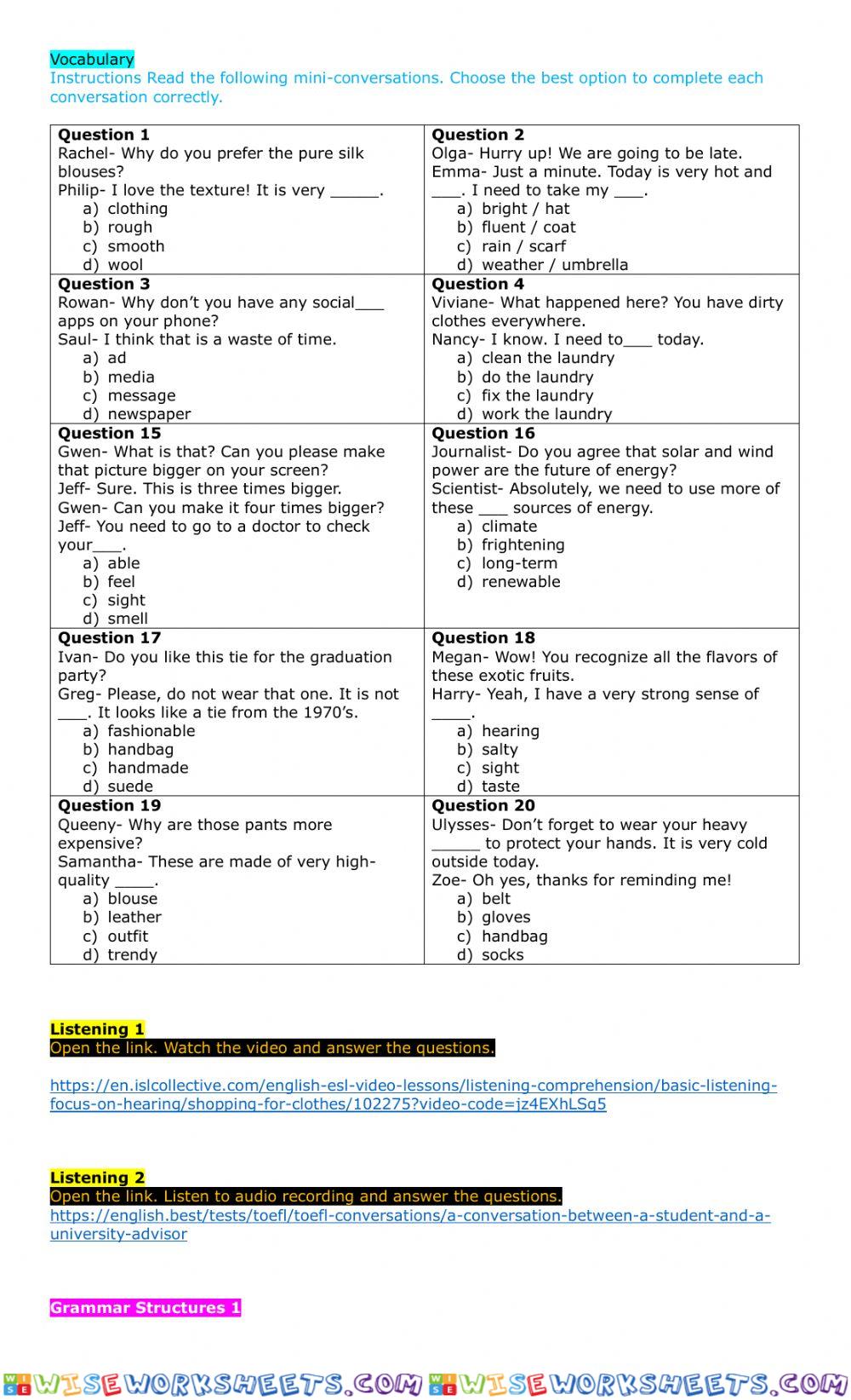 worksheet