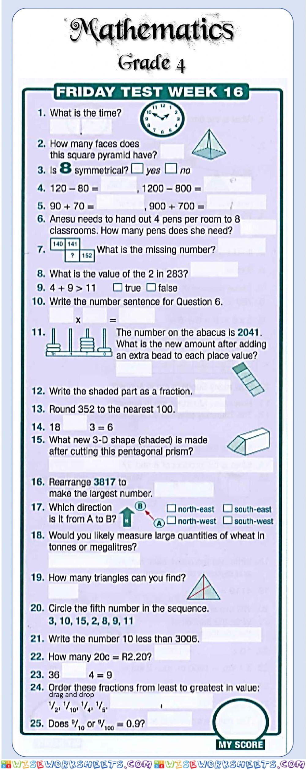 Week 16 - Friday - Mental Maths 4