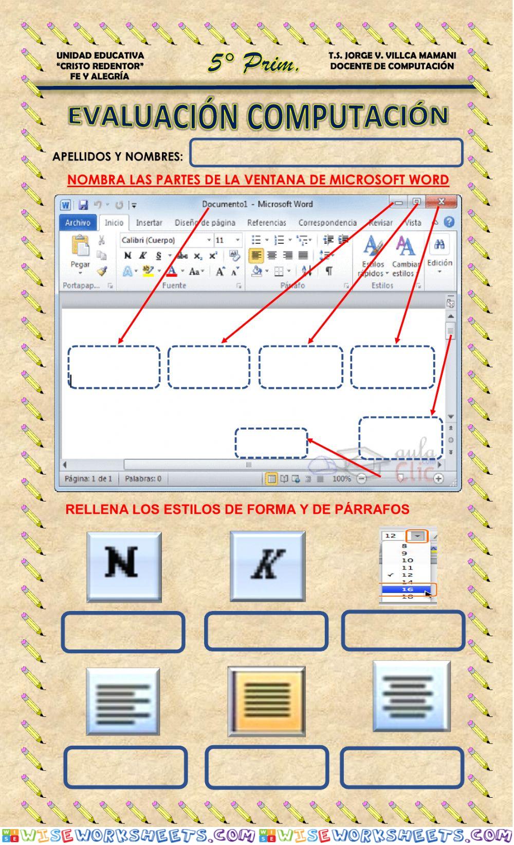 Evaluación 1° trim 5° PRIMARIA