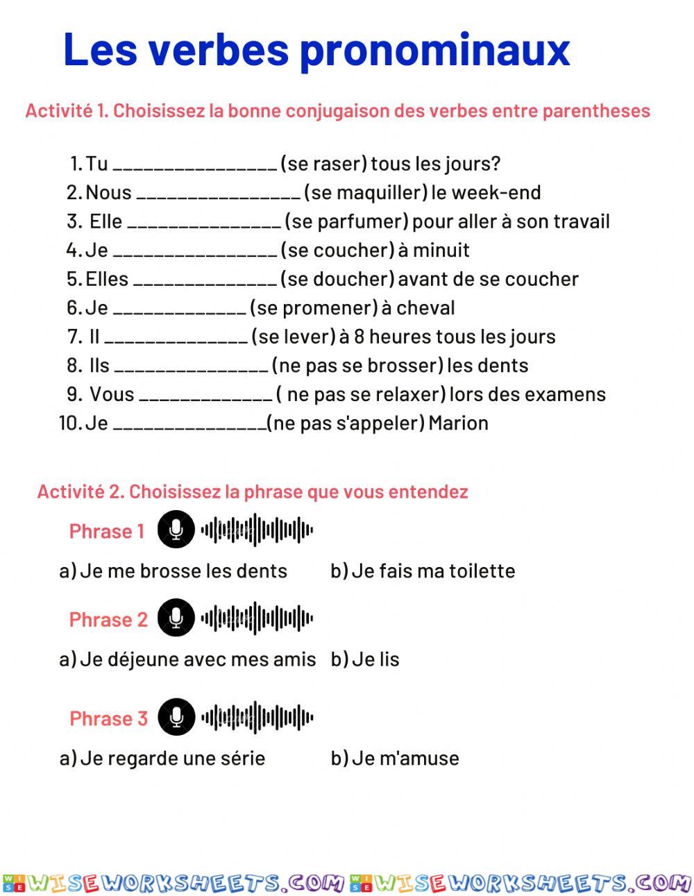 Les verbes pronominaux