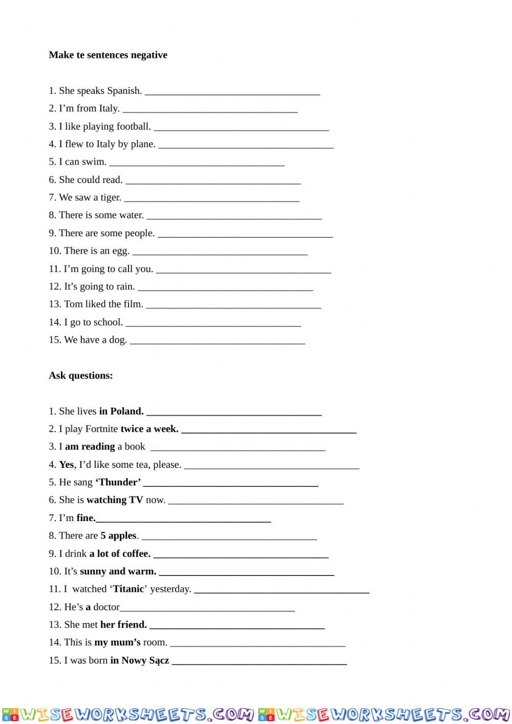 worksheet