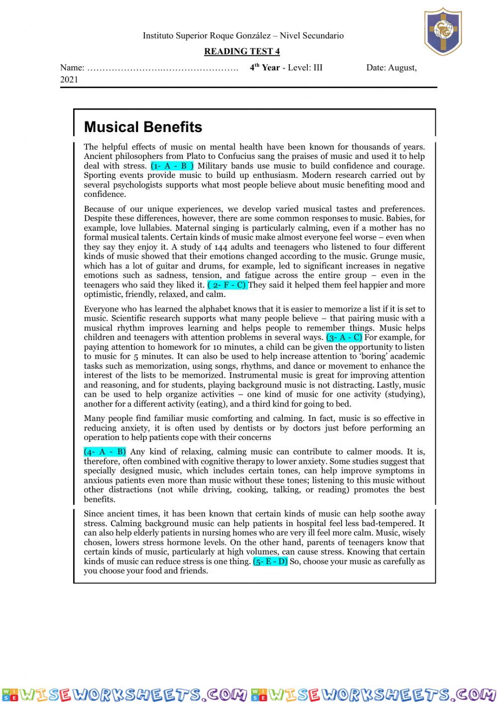 Reading 4- Level III