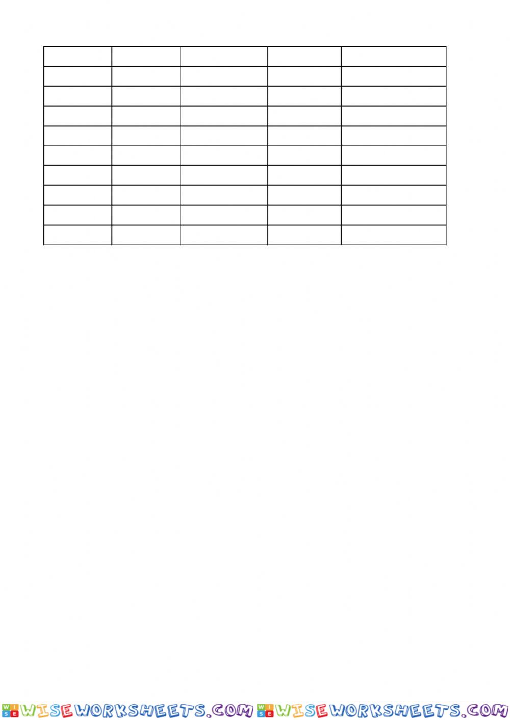 worksheet