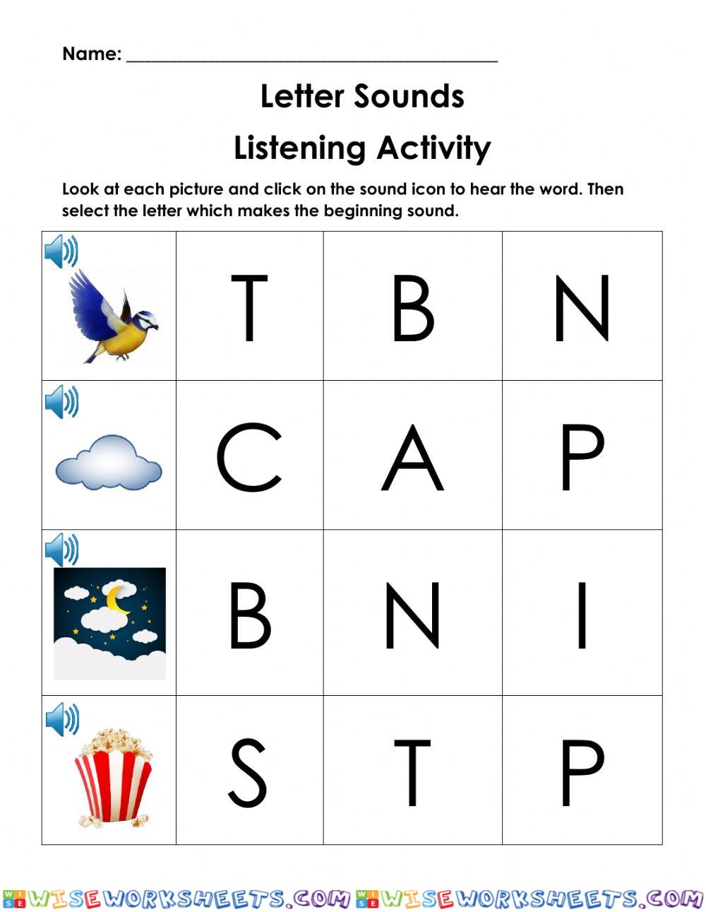 Letter Sounds Listening Activity