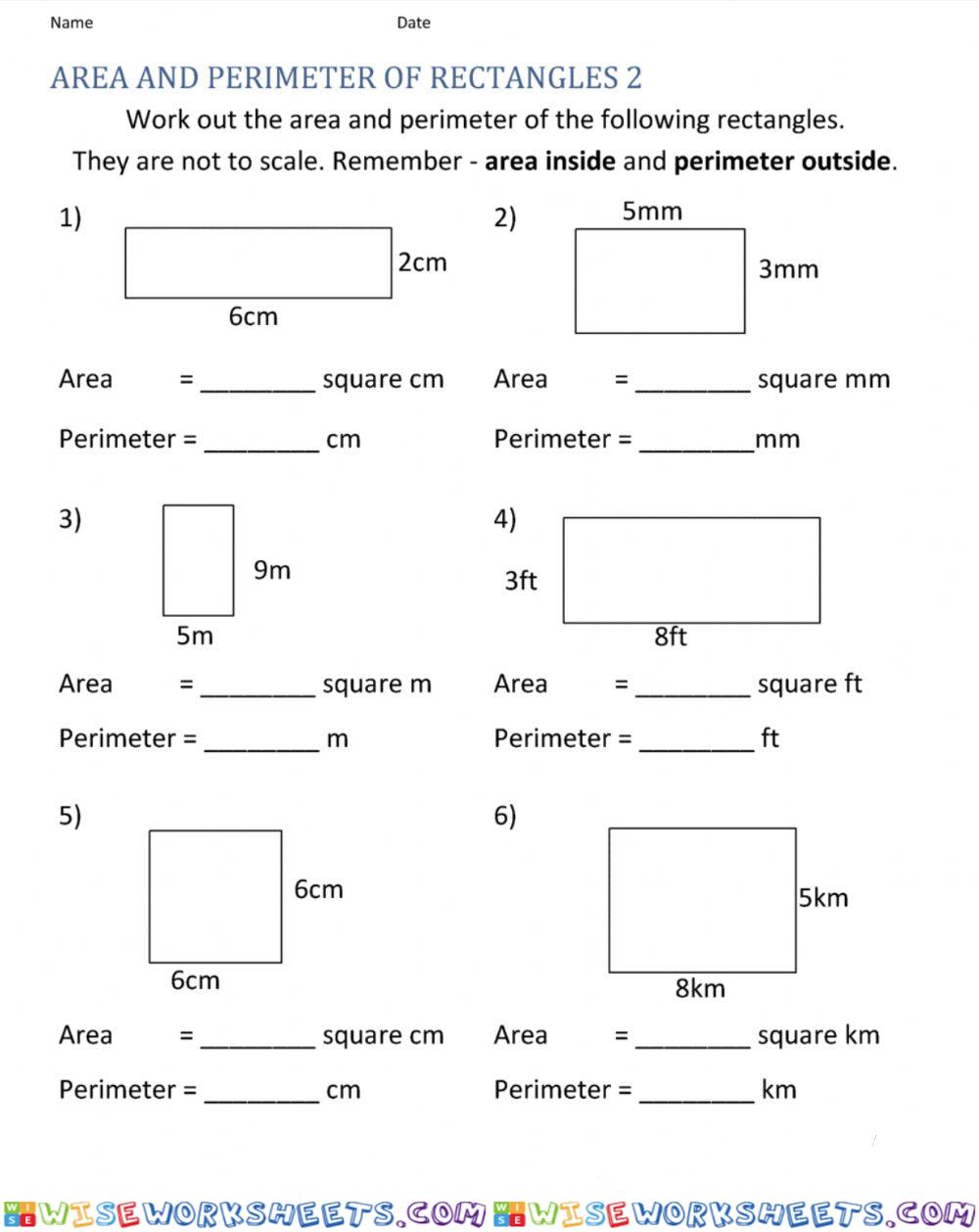 Area and perimeter grade 5