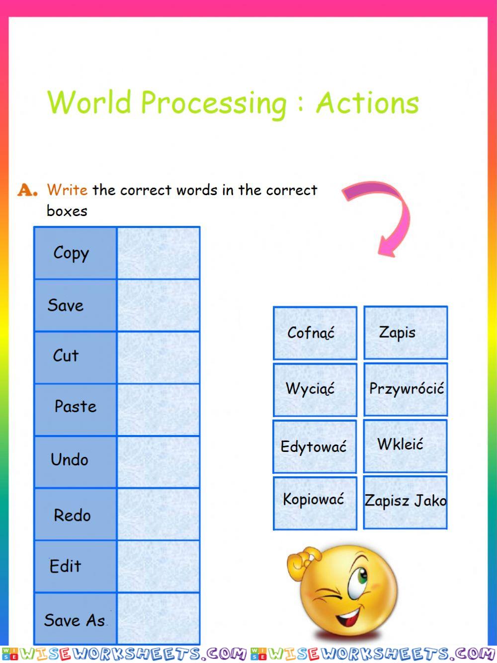 Word Processing: Actions