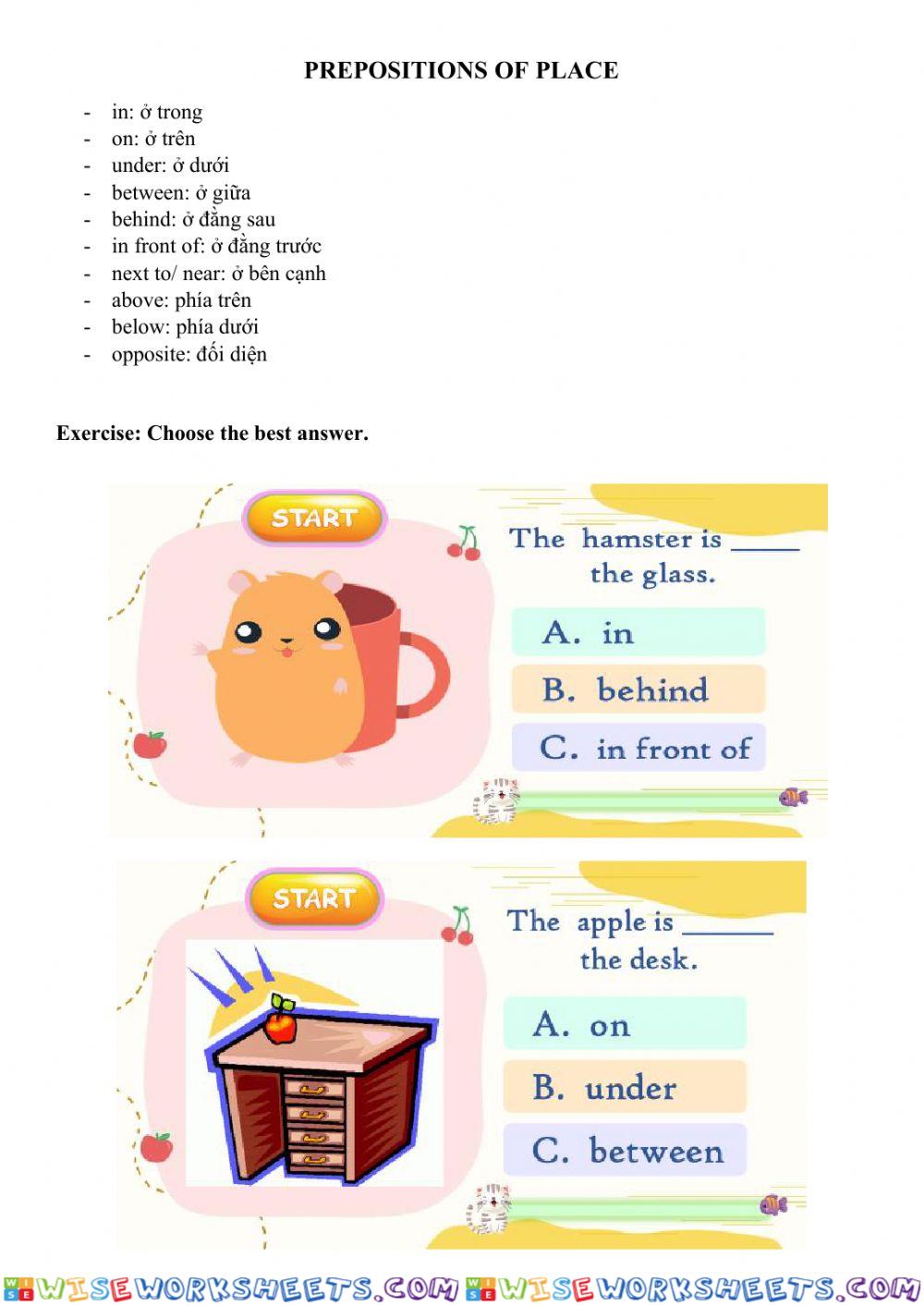Prepositions of place
