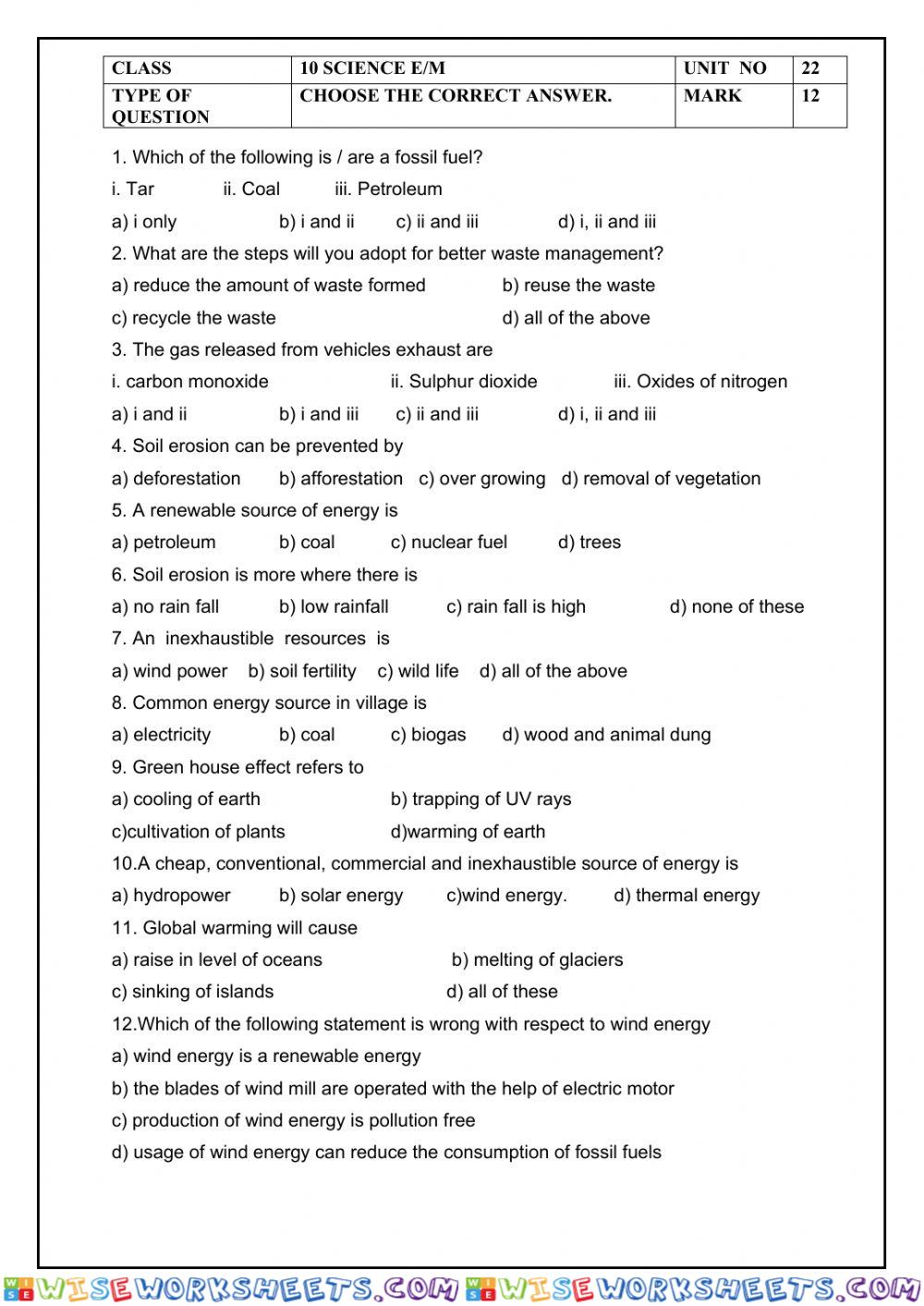 Sslc science (e-m) unit.22.ENVIRONMENTAL MANAGEMENT