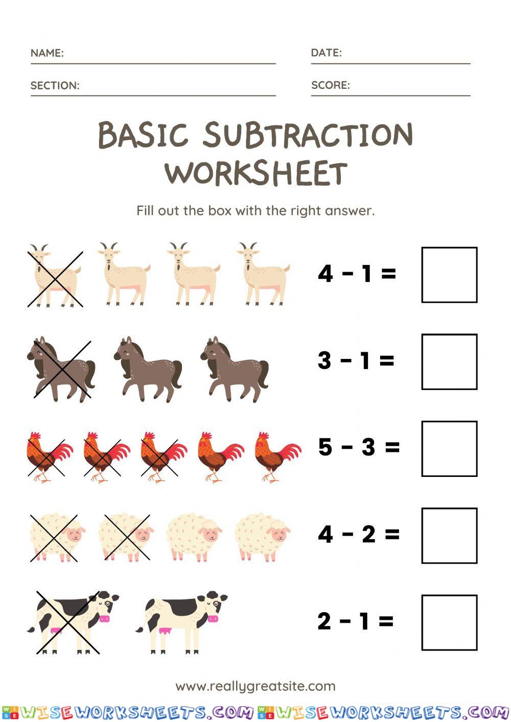 Basic Subtraction Worksheet