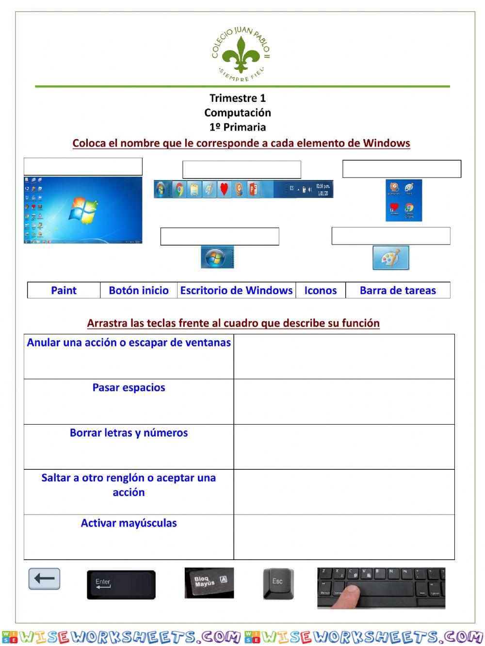 Teclas y escritorio de windows