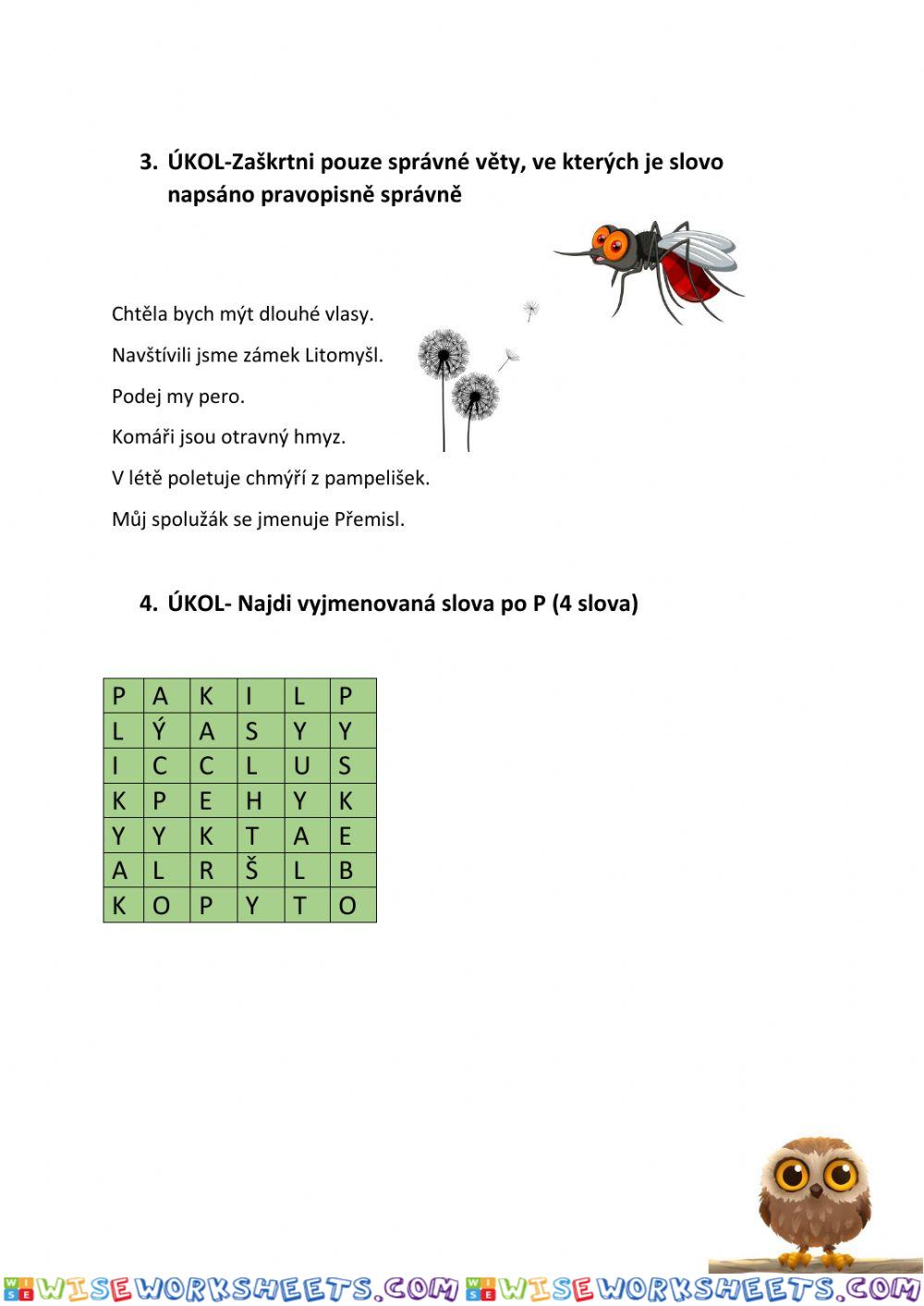 Pracovní list-Vyjmenovaná slova