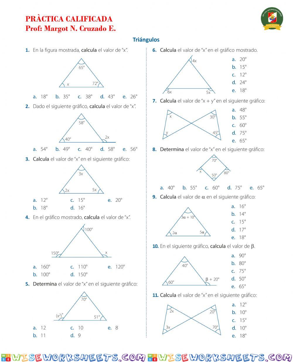 Propiedades de los triangulos NIVEL 1