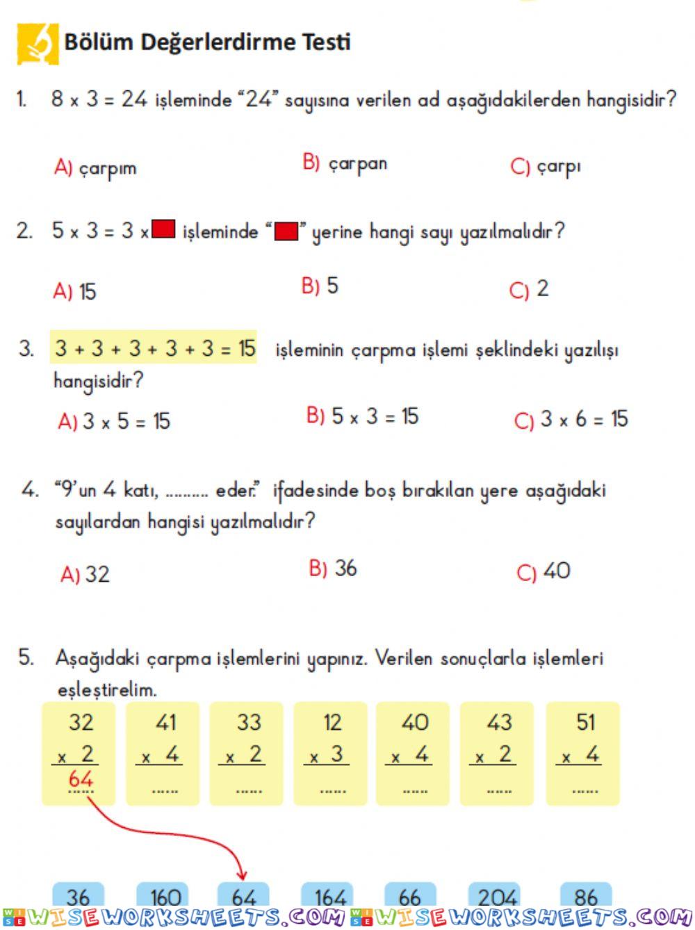 Çarpma işlemi