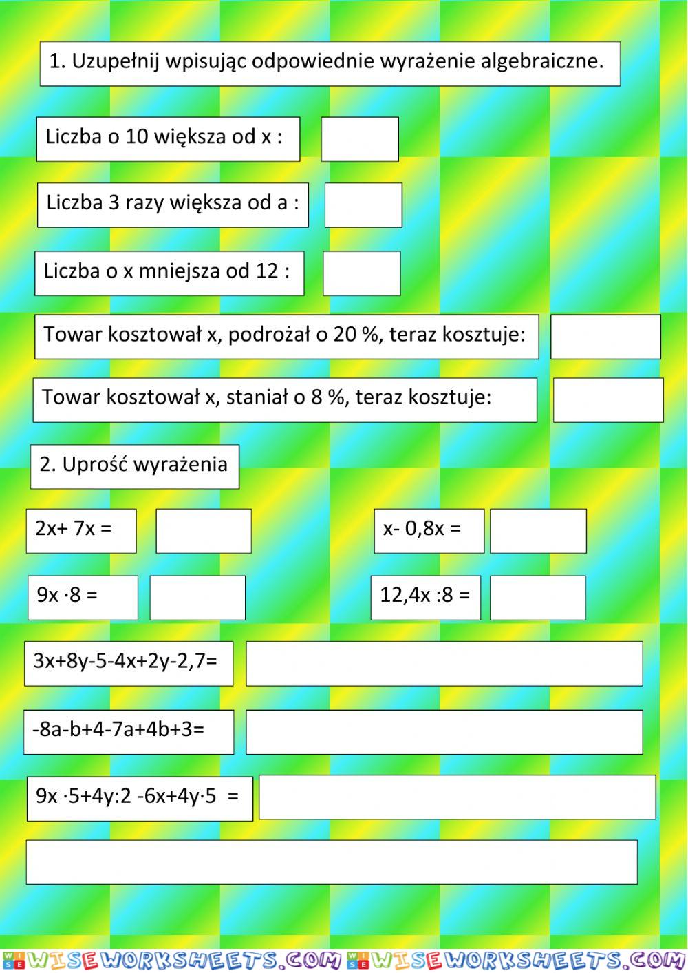 Upraszczanie wyrażeń algebraicznych