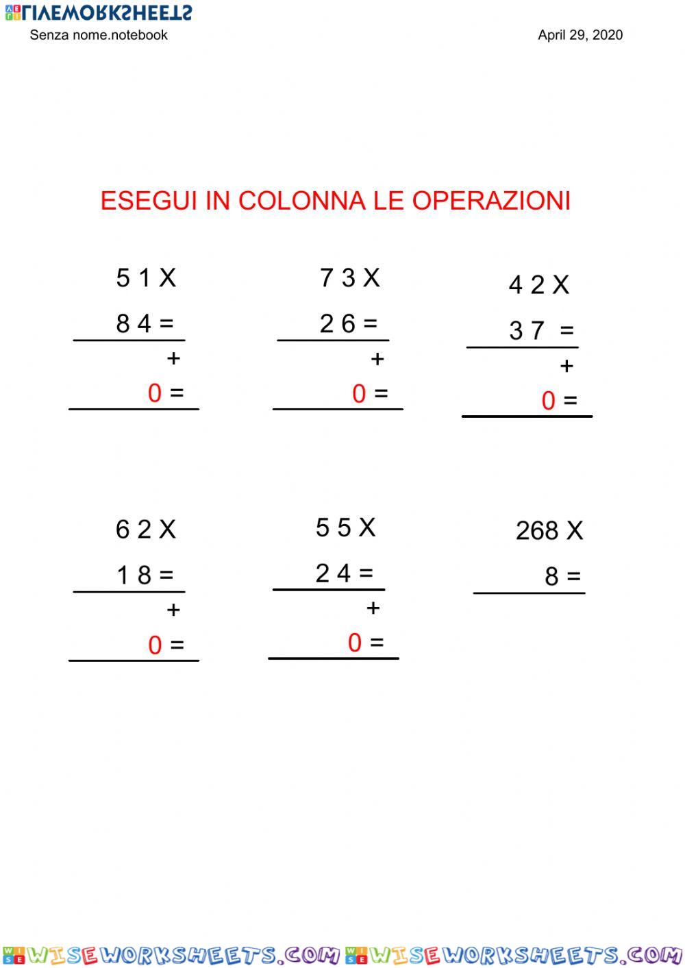 OPERAZIONI IN COLONNA