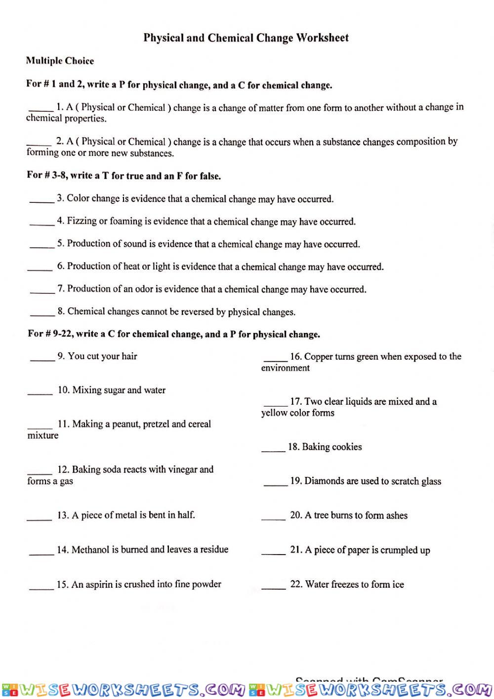 Physical and Chemical changes