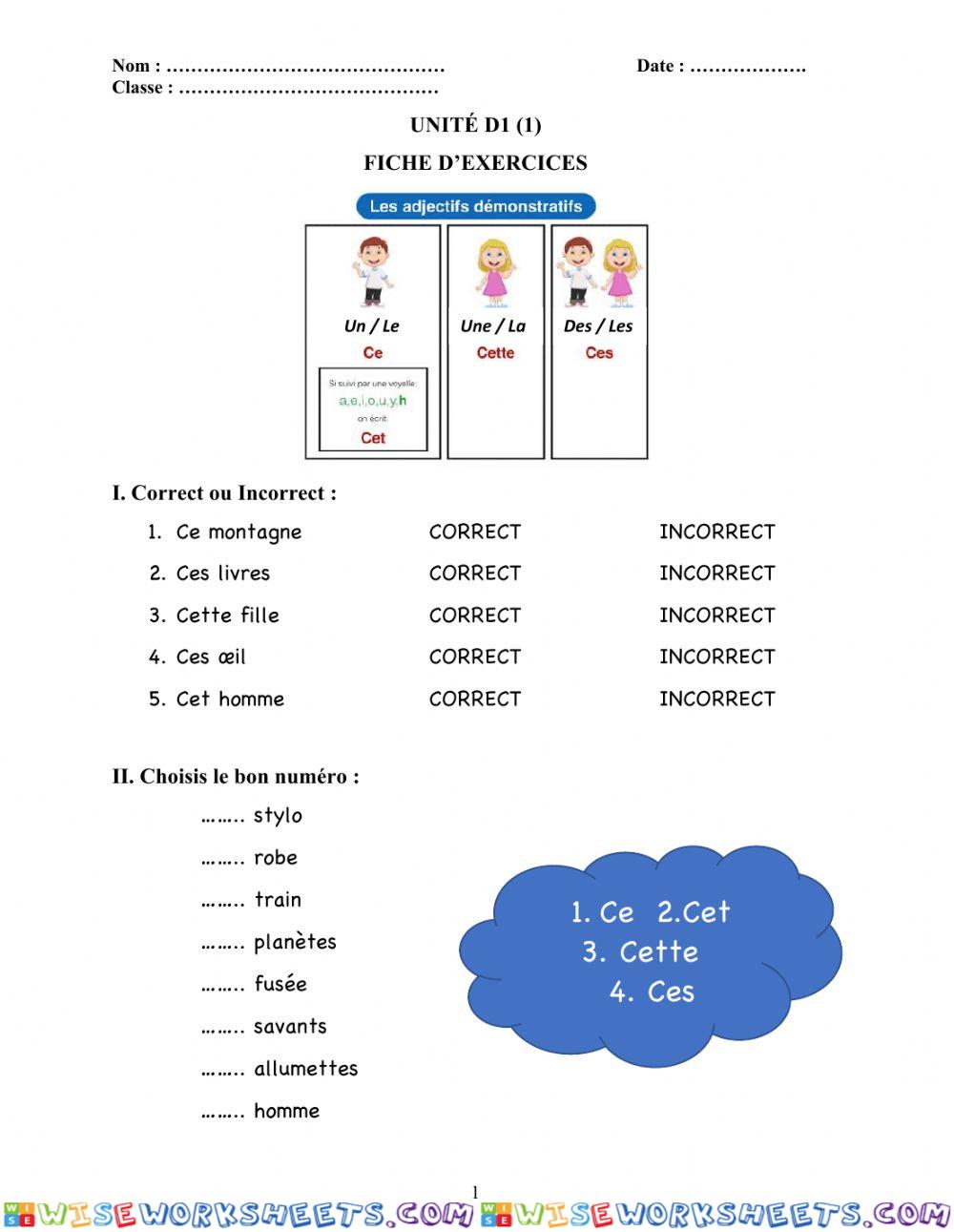 Adjectifs démonstratifs