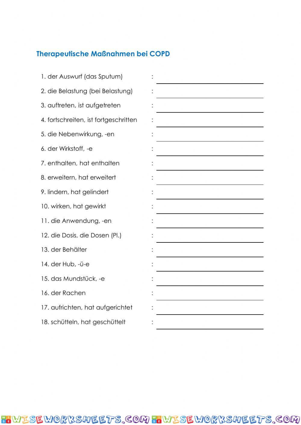 Pflege Wortschatz 13