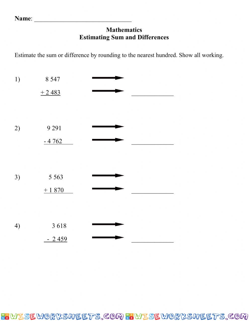 Estimating Sum and Difference- 4 digits