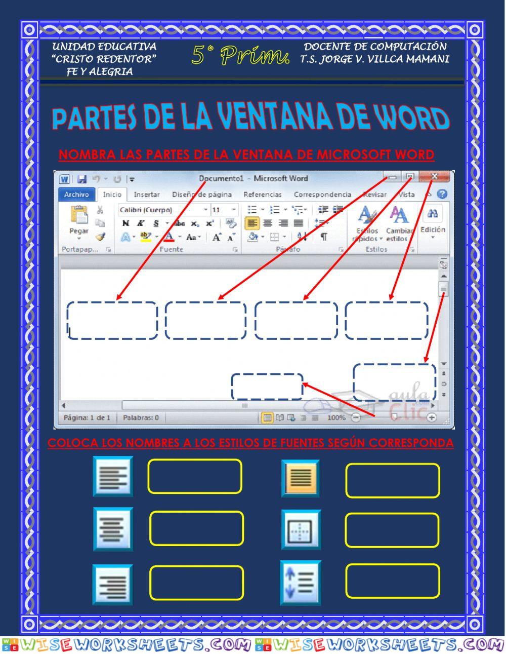 Partes de la ventana  de microsoft word