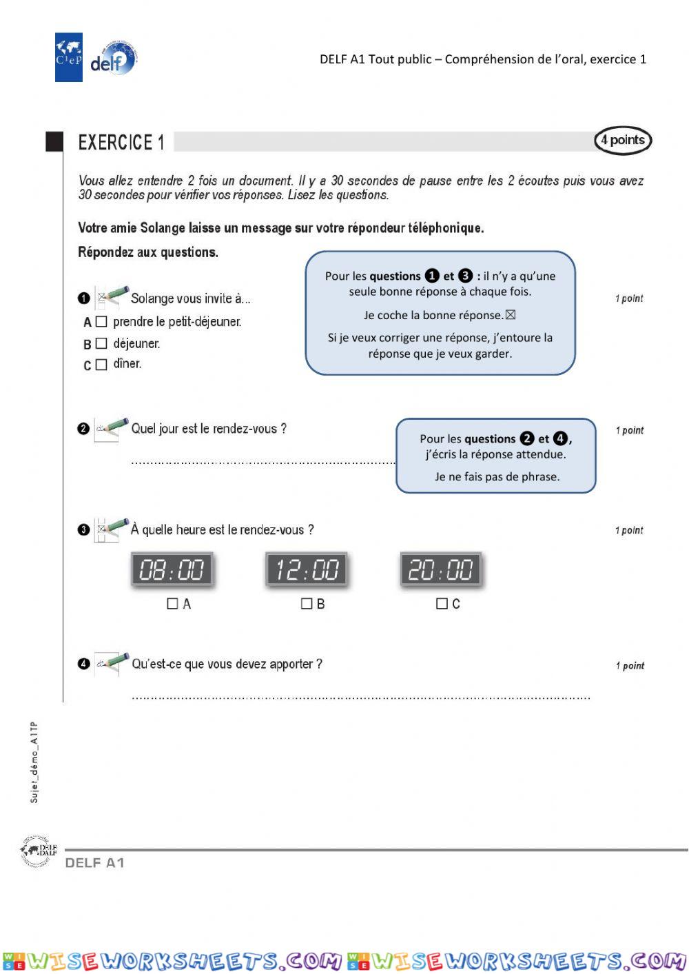 Compréhension orale A 1