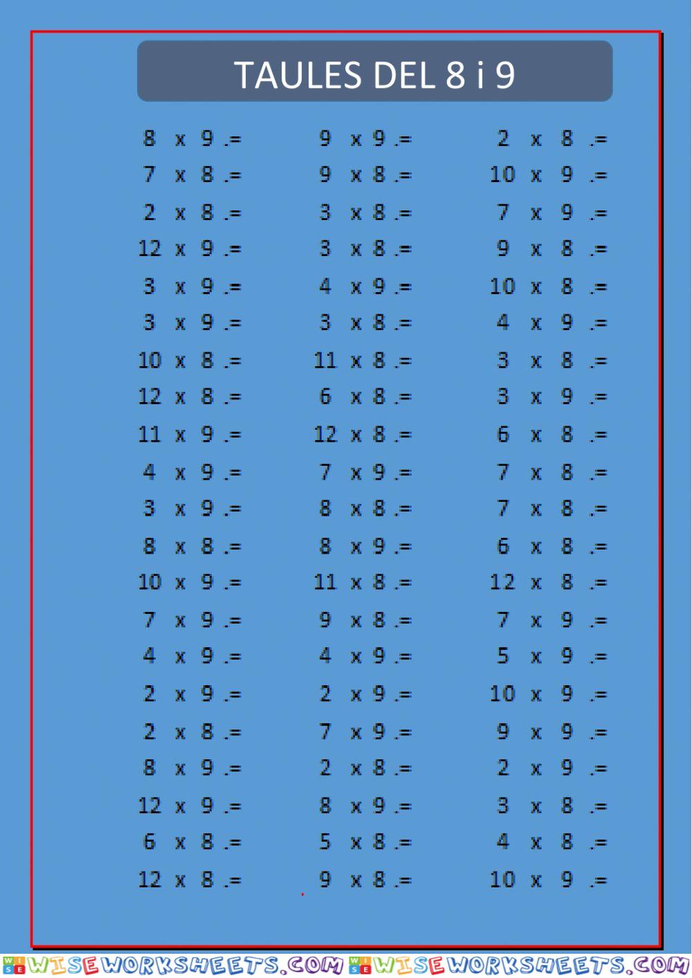 Taules de multiplicar