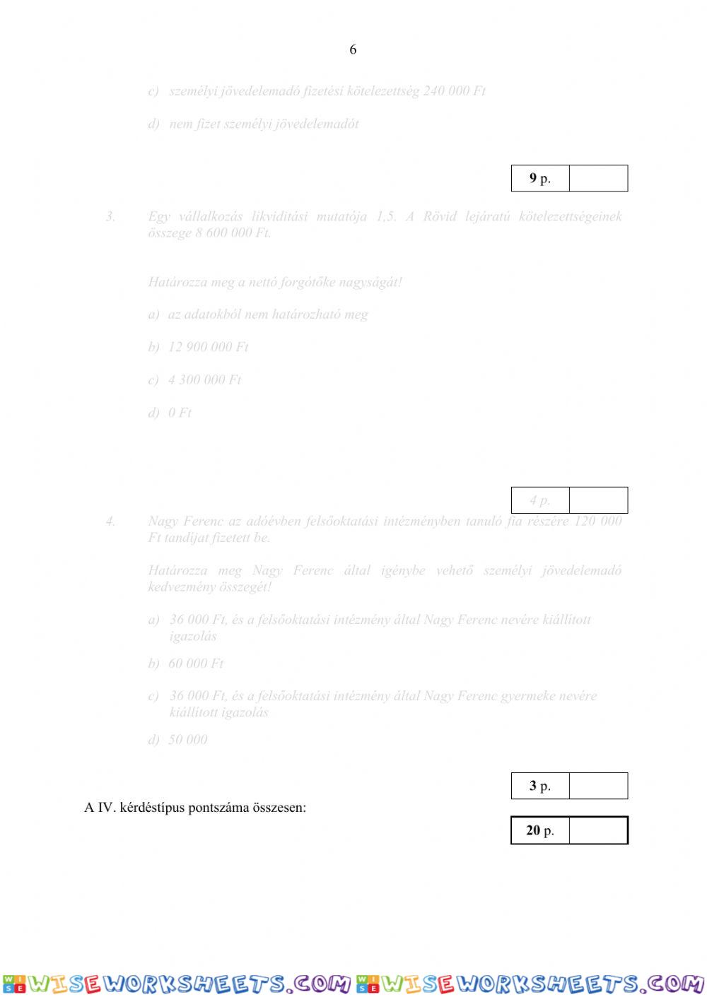 worksheet