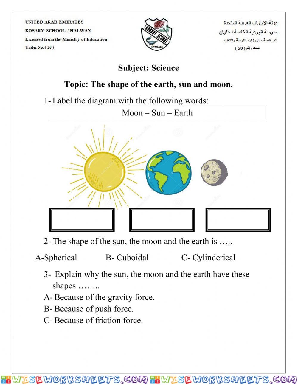 Sun, moon and earth