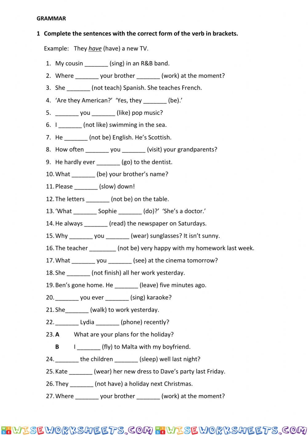 English file elementary grammar revision
