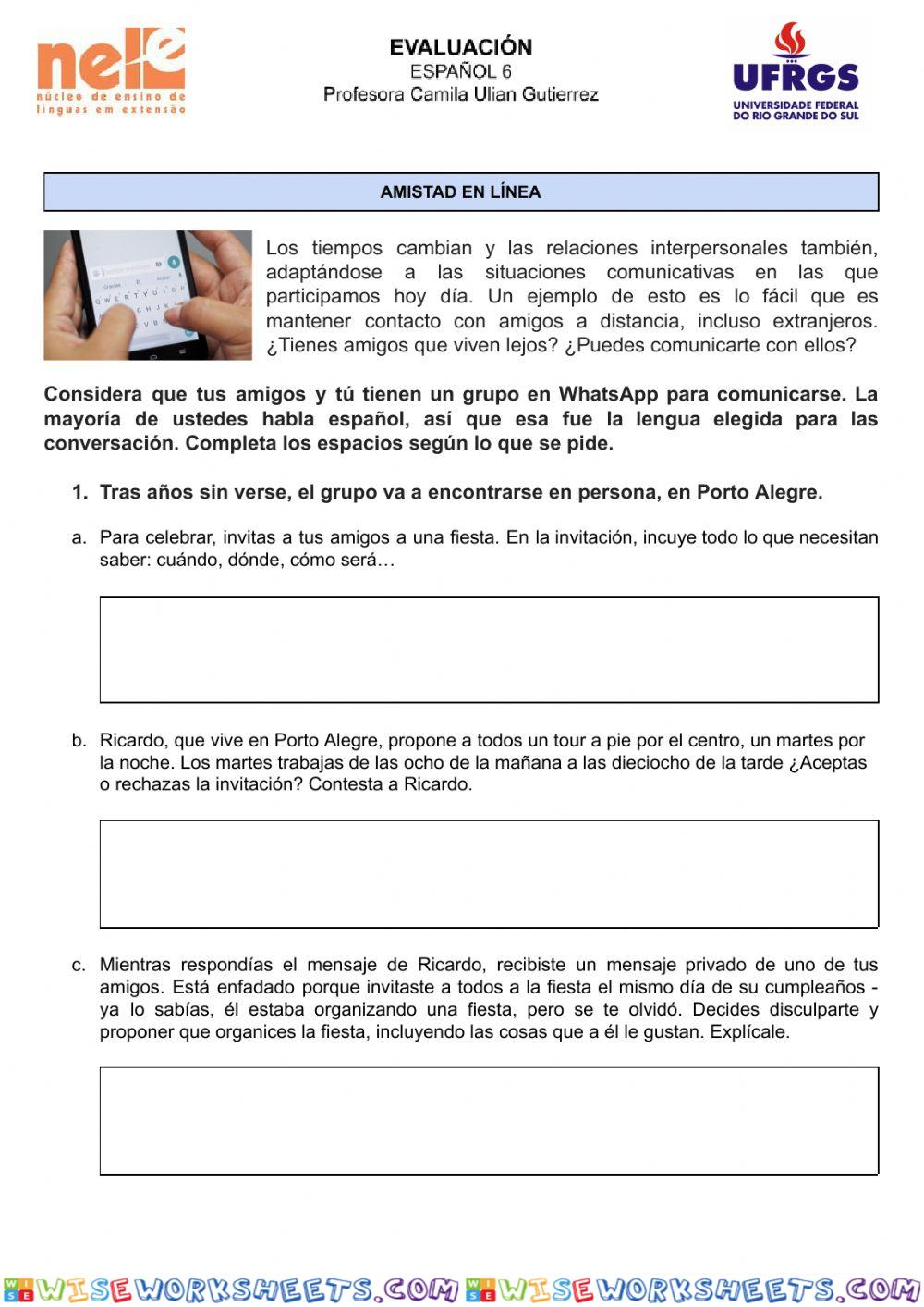 Evaluación Español 6