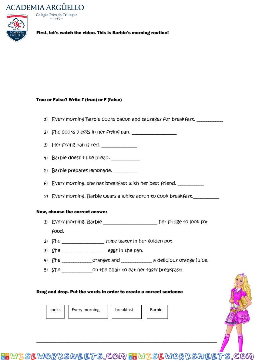 Barbie's morning routine