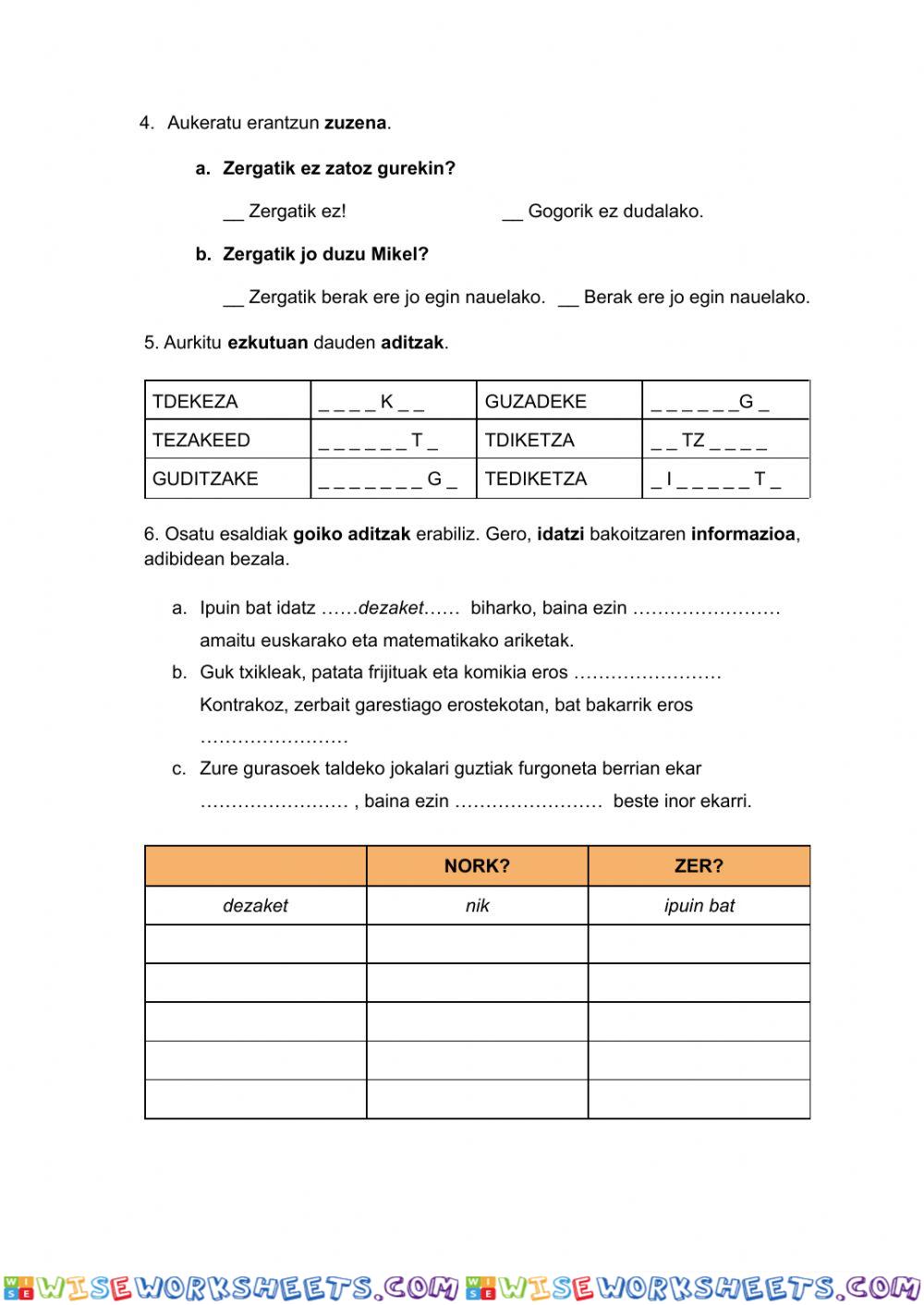 worksheet