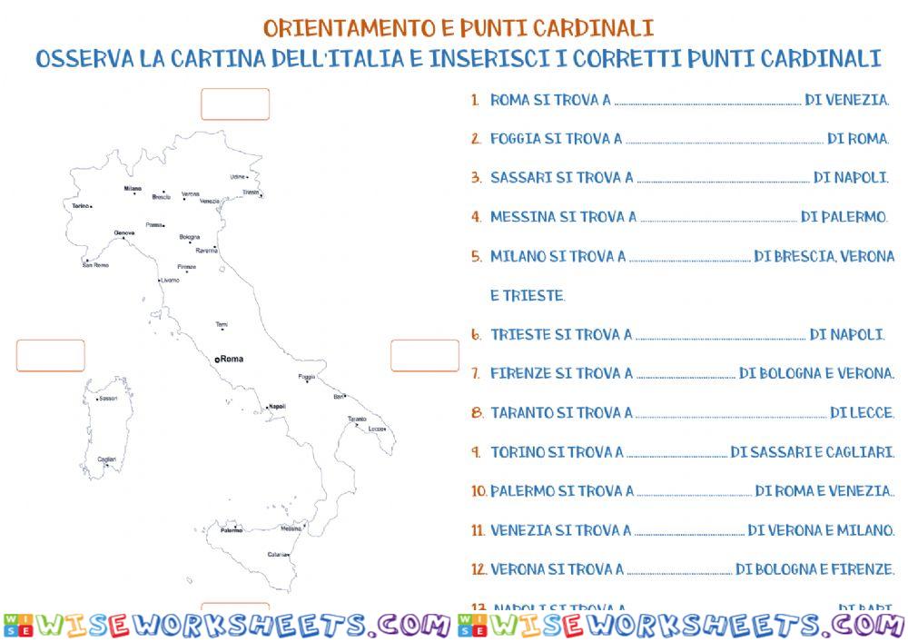 Orientarsi sulla carta dell'Italia