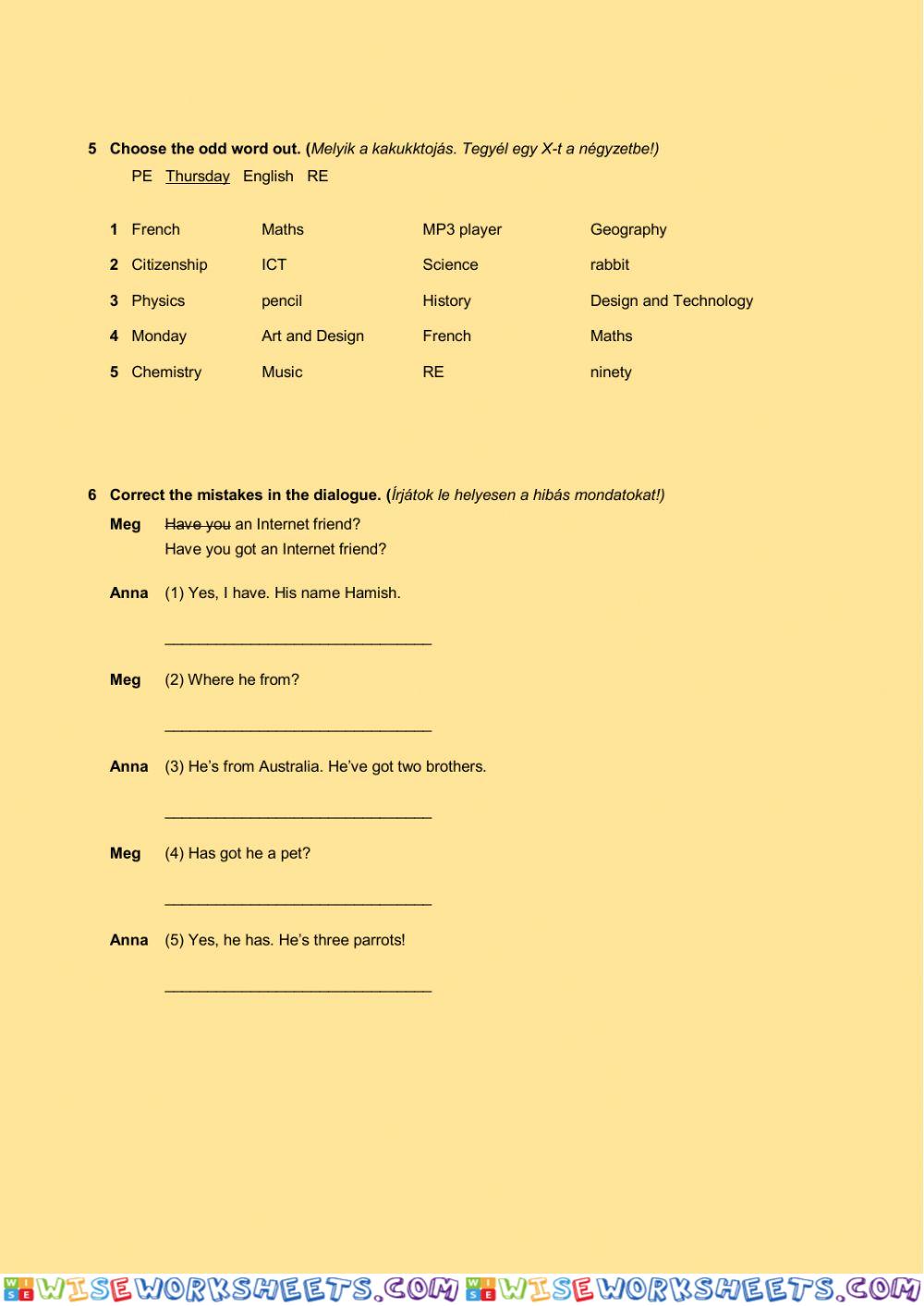 worksheet