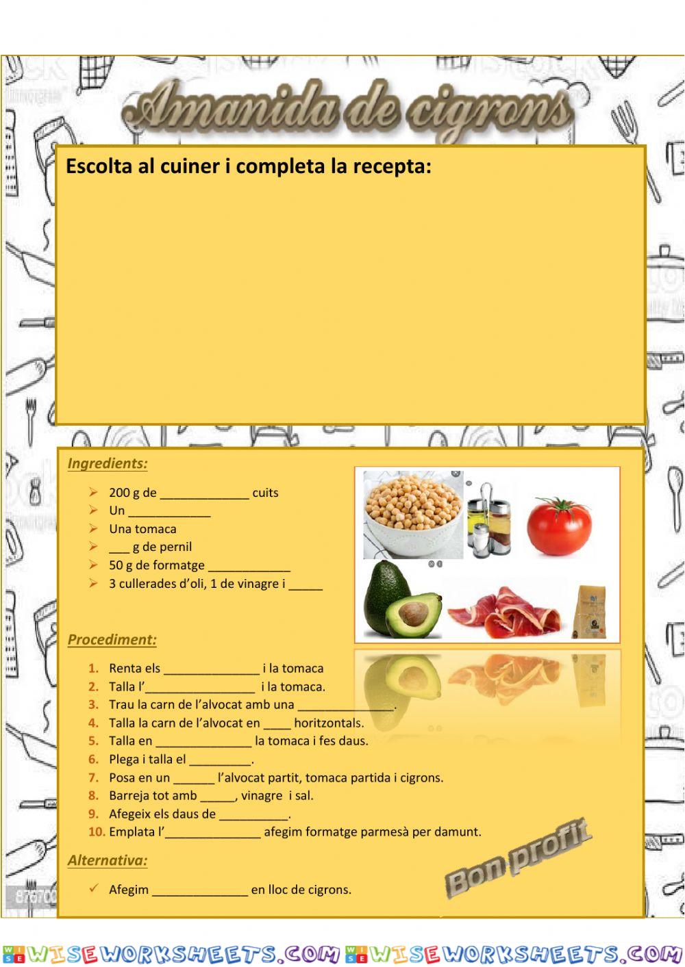 Recepta de cuina: amanida de cigrons