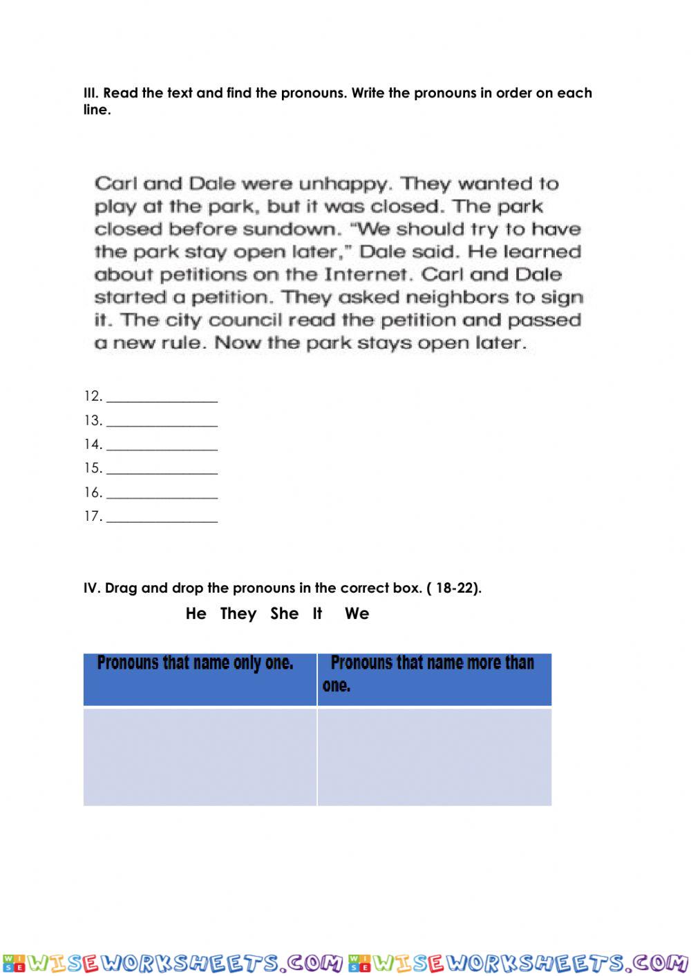 worksheet